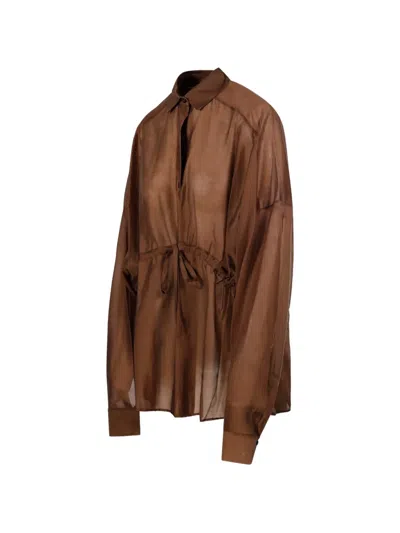 The Latest 달리다 드로스트링 블라우스 In Brown