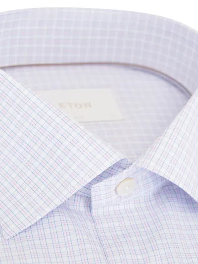Eton 체크 패턴 셔츠 In Blue
