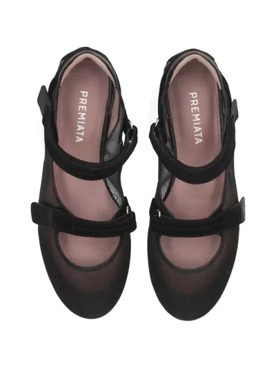 Premiata 메리 제인 스트랩 발레리나 플랫 In Black