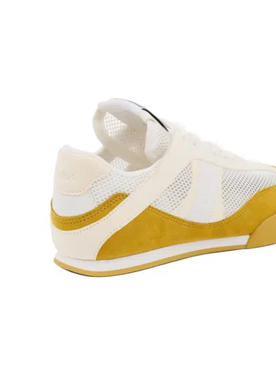 Chloé Kick Mixed Leather Retro Low-top Sneakers In White