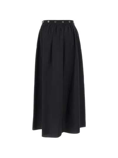 Hugo Boss 아일렛 벨트 코튼 포플린 맥시 스커트 In Black
