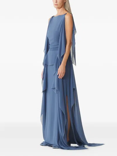 Lanvin 체인 디테일 주름 맥시 드레스 In Blue