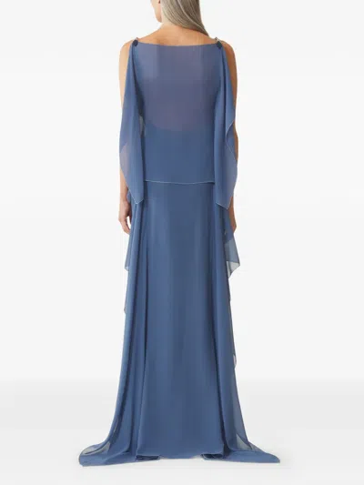 Lanvin 체인 디테일 주름 맥시 드레스 In Blue