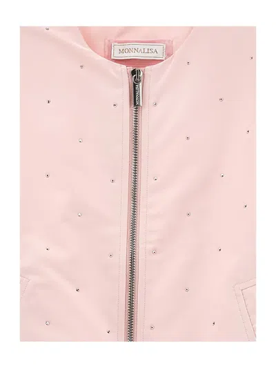 Monnalisa Zip Embellished Jacket In Multi