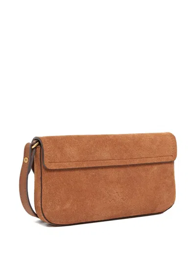 Pinko Saddle Medium Clutch Bag Adjustable Strap In Brown