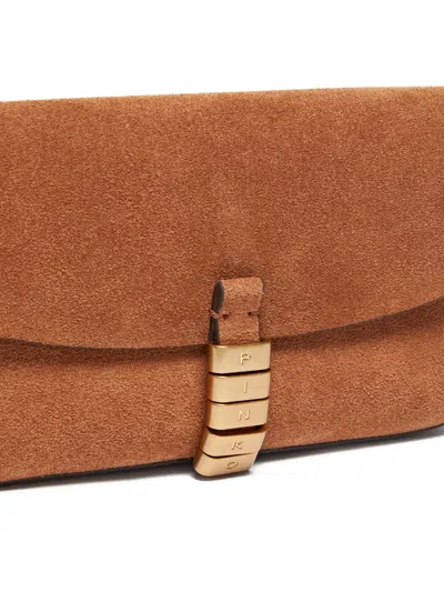 Pinko Saddle Medium Clutch Bag Adjustable Strap In Brown