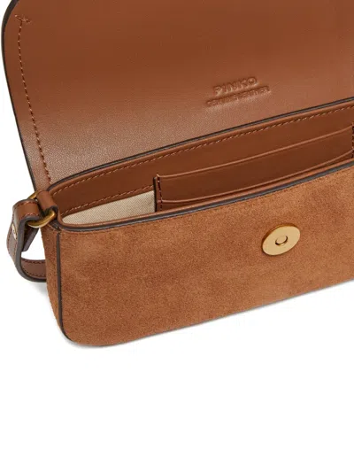Pinko Saddle Medium Clutch Bag Adjustable Strap In Brown
