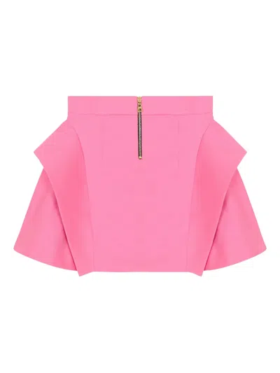 Balmain Button Flared Skirt In Pink