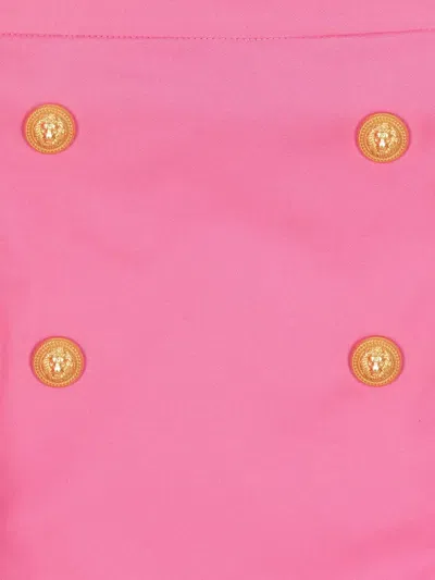 Balmain Button Flared Skirt In Pink