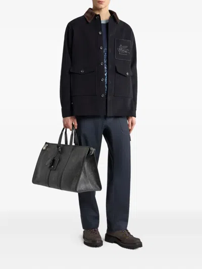 Etro Black Straight Cargos Pants In Black