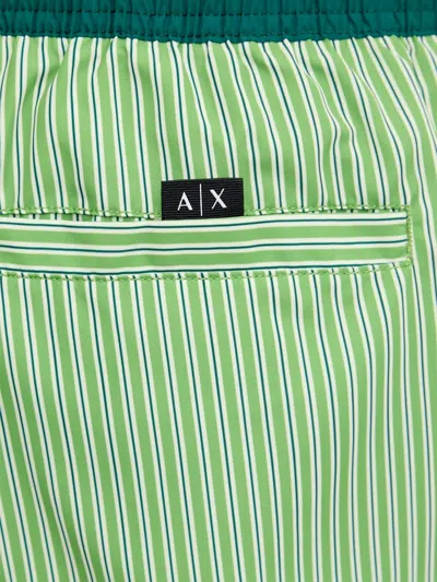Armani Exchange 스트라이프 프린트 드로스트링 웨이스트 스윔 쇼츠 In Green