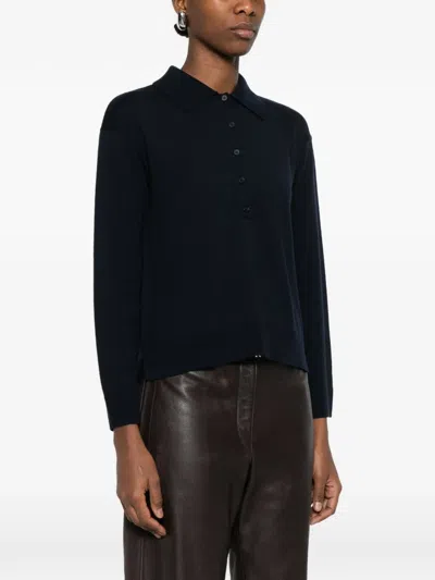 's Max Mara 버튼 업 칼라 폴로 탑 In Blue