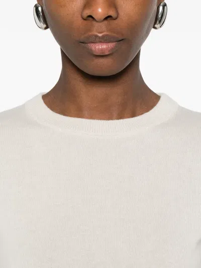 S Max Mara 반소매 스웨터 In White