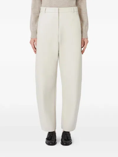 S Max Mara 패널 스트레이트 팬츠 In White