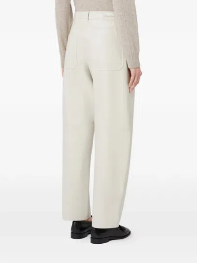 S Max Mara 패널 스트레이트 팬츠 In White