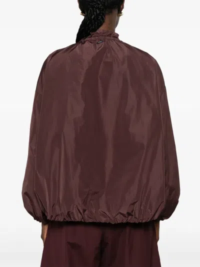 's Max Mara Drawstring Ruffled Jacket In Brown