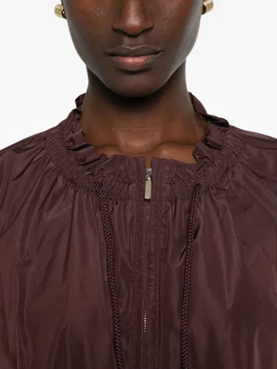 's Max Mara Drawstring Ruffled Jacket In Brown
