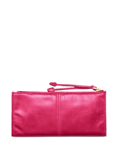 Prada Enamelled Triangle Leather Wallet In Pink