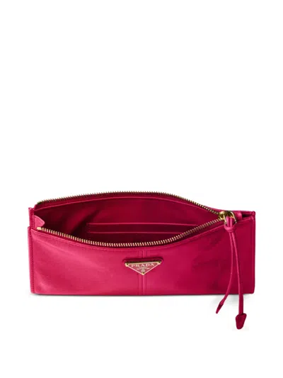 Prada Enamelled Triangle Leather Wallet In Pink