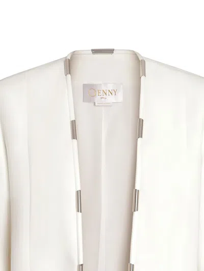 Genny 메탈릭 디테일 재킷 In White