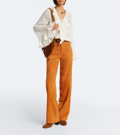 Ulla Johnson Freja Suede Flared Pants In Multi