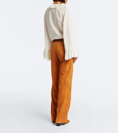 Ulla Johnson Freja Suede Flared Pants In Multi