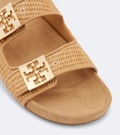 Tory Burch Mellow Raffia-effect Slides In Sand