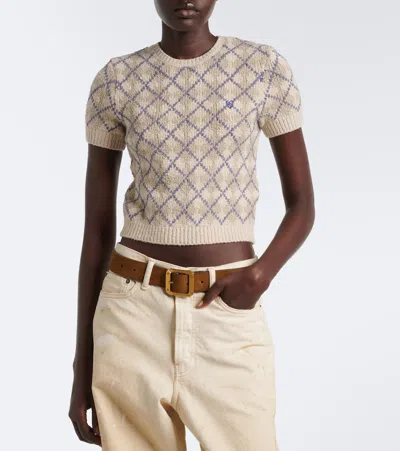 Acne Studios Argyle Cotton-blend Bouclé Sweater In Gray