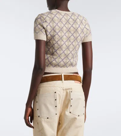 Acne Studios Argyle Cotton-blend Bouclé Sweater In Gray