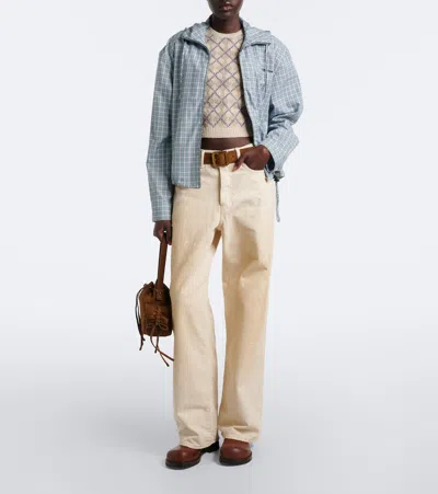 Acne Studios Argyle Cotton-blend Bouclé Sweater In Gray