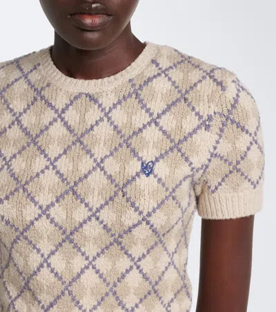 Acne Studios Argyle Cotton-blend Bouclé Sweater In Gray