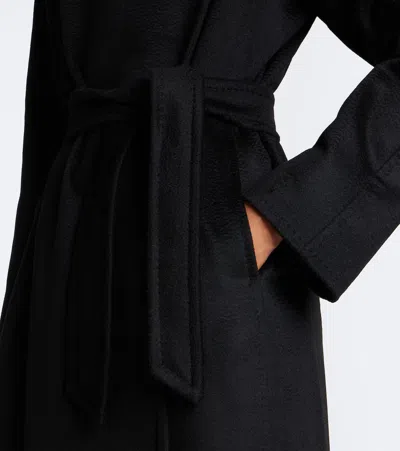 Max Mara Wool Wrap Coat In Black