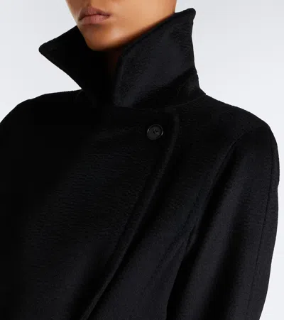 Max Mara Wool Wrap Coat In Black