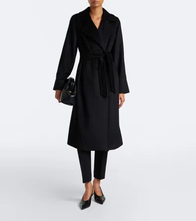 Max Mara Wool Wrap Coat In Black