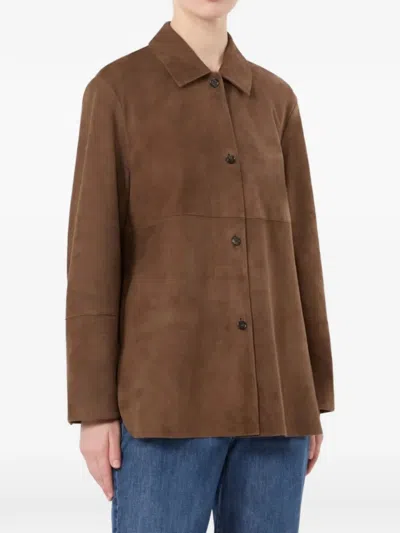 's Max Mara Button-front Suede Jacket In Brown