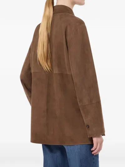 's Max Mara Button-front Suede Jacket In Brown
