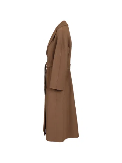 's Max Mara Belted Wool Coat In Brown
