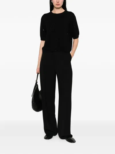 Allude 라운드 넥 티셔츠 In Black