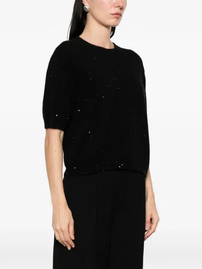 Allude 라운드 넥 티셔츠 In Black