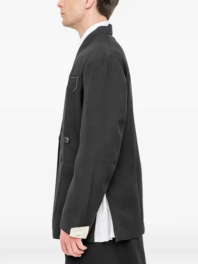 Setchu Origami Double-breasted Jacket In Black