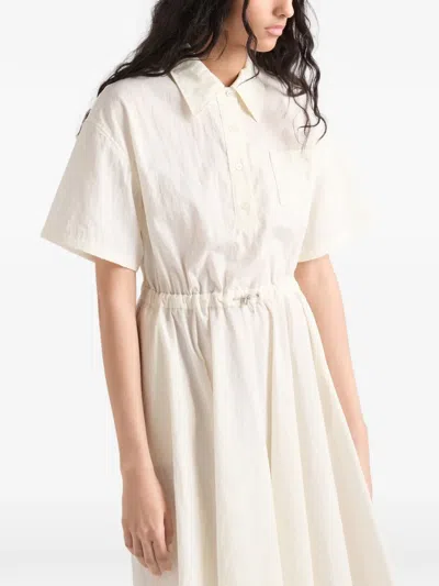 Prada 테크니컬 폰지 반소매 드레스 In Neutral