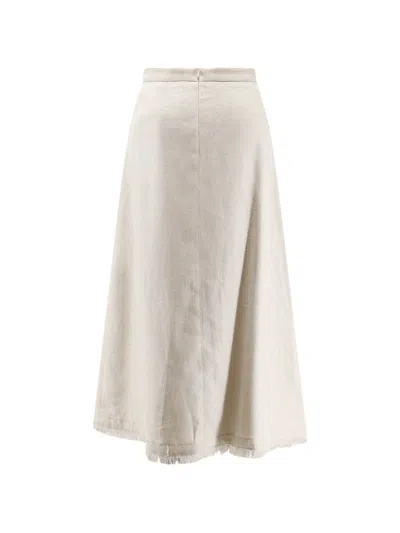 's Max Mara 프린지 A라인 미디 스커트 In Neutral