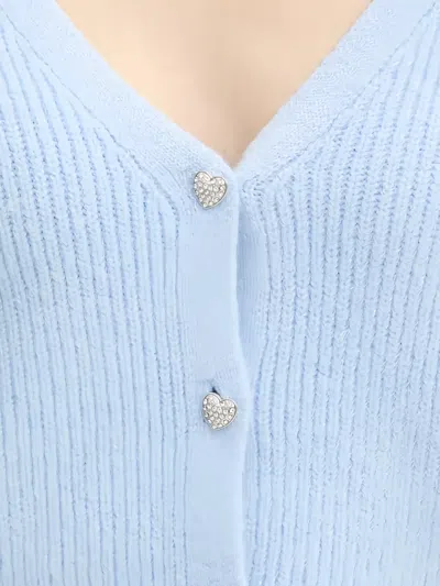 Morgan 하트 버튼 V넥 니트 In Blue