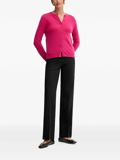 Benetton 버튼다운 긴소매 울 가디건 In Pink
