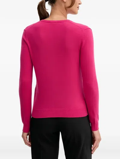 Benetton 버튼다운 긴소매 울 가디건 In Pink