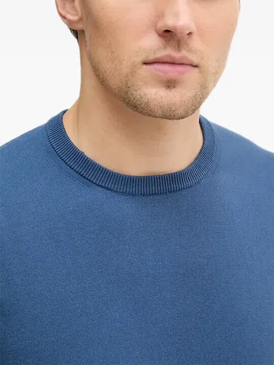 Benetton 골지 크루 넥 스웨트셔츠 In Blue