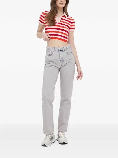 Benetton 스트라이프 폴로 셔츠 In Red