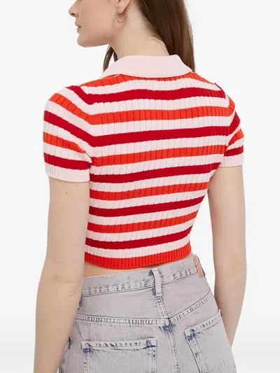 Benetton 스트라이프 폴로 셔츠 In Red