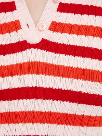 Benetton 스트라이프 폴로 셔츠 In Red