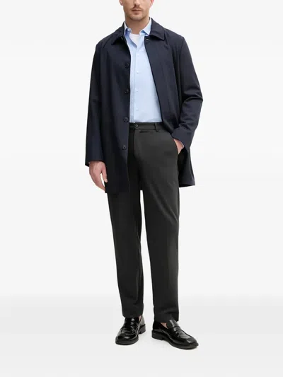 Trussardi 슬림 핏 버튼 자수 셔츠 In Blue